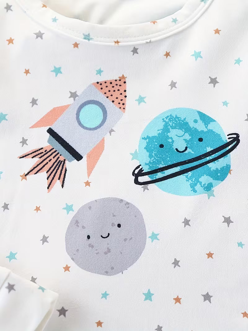 White Mini Comic Hero Full Sleeve Sweatshirt & Jogger  . ( COMBO PACK OF 3 )