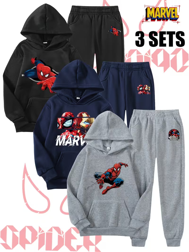 Marvel Spider-Man Boys Set hoodie & Jogger  . ( COMBO PACK OF 3 )
