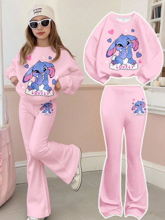 pink two-piece set featuring the Disney character Stitch