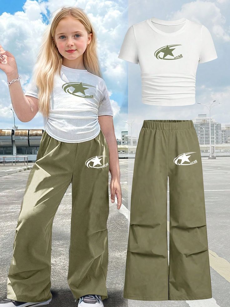 Wide Leg Drawstring Track Pants & Matching white top