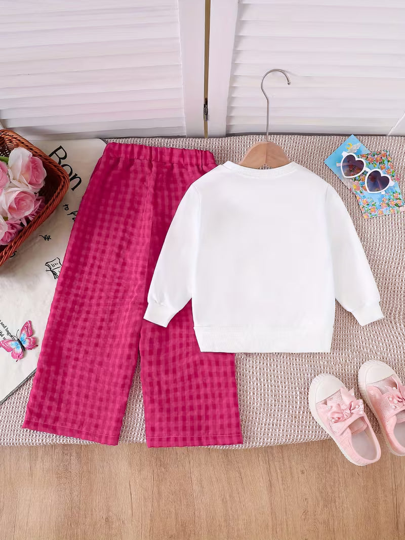 White Pretty  Printed Sweatshirt & Jogger Set!