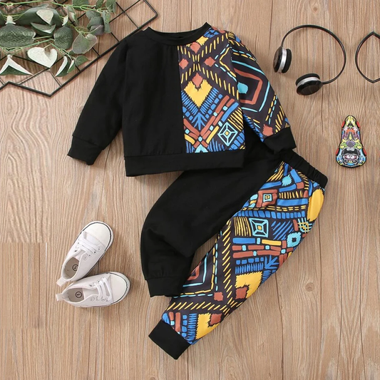 Baby Set Black Graphic Print & Cami T-shirt & Pant.