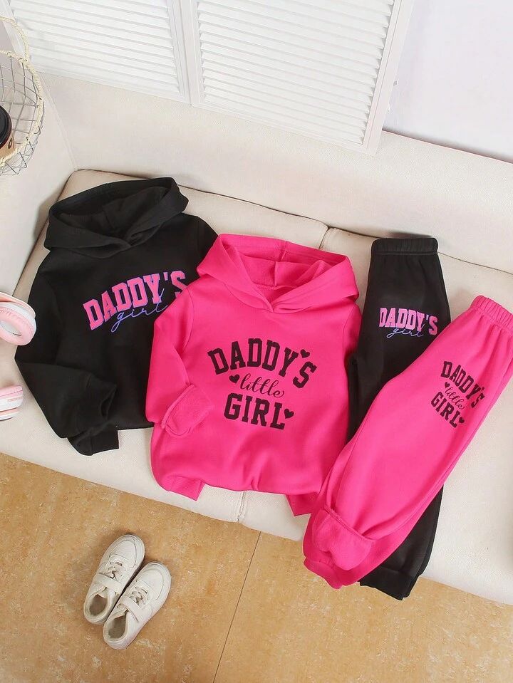 Daddy’s Little Girl Winter Hoodie & Jogger Co-Ord Set for Kids  – Pack of 2