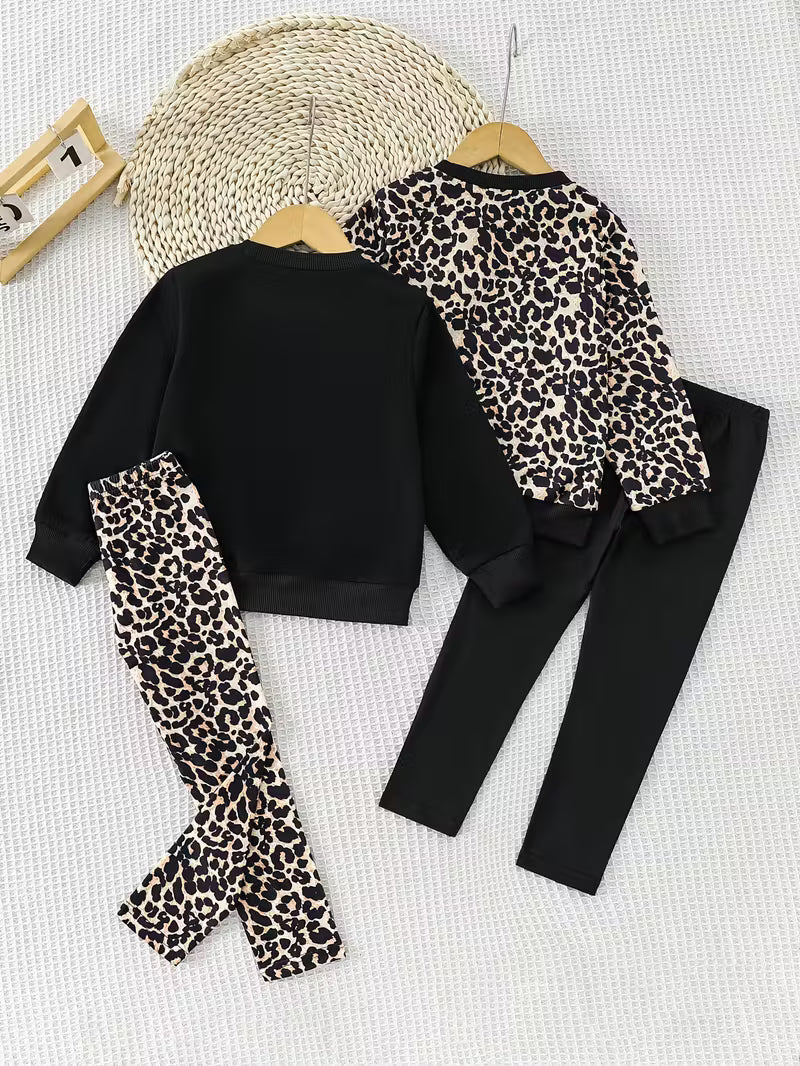 Mini Queen Leopard Bow Winter Wear Outfit. ( COMBO PACK OF 2 )