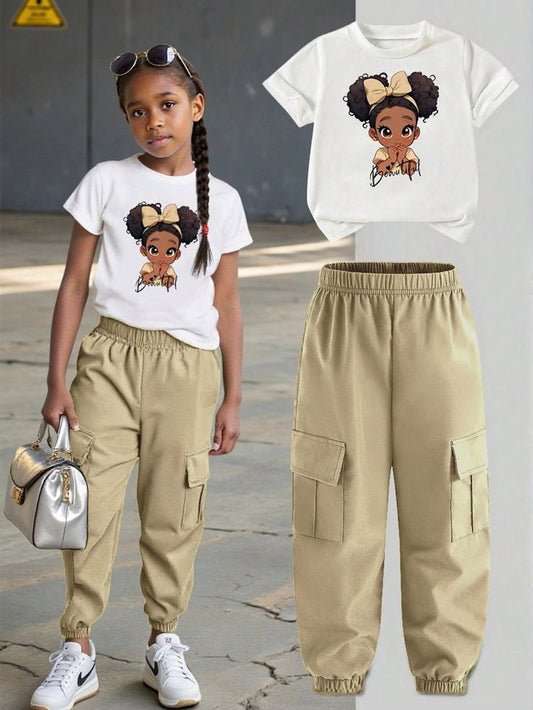 Kids Baby Girl Fashion 2PCS Summer Outfits t-shirt &joggers