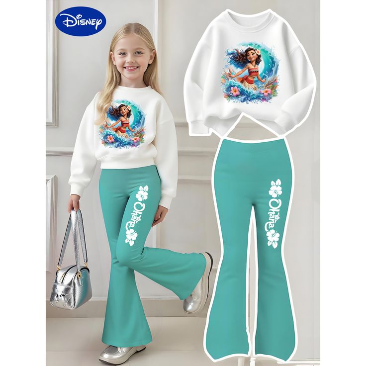 Girl Sweet And Cute Style Cartoon  Print Set, Soft And Comfortable, Spring Autumn Daily School Wear